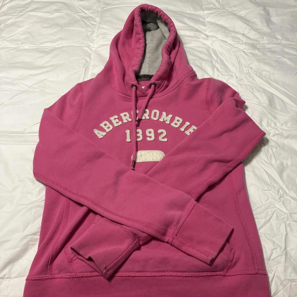 Girls Hot Pink Abercrombie Hooded Sweatshirt Size Small